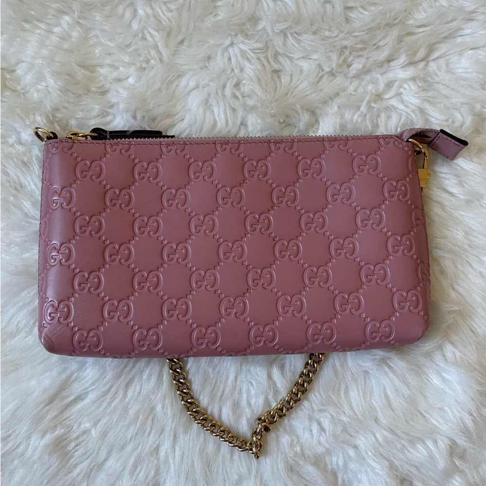 Gucci Pink GG Embossed Leather Chain Pochette - Picture 3 of 7